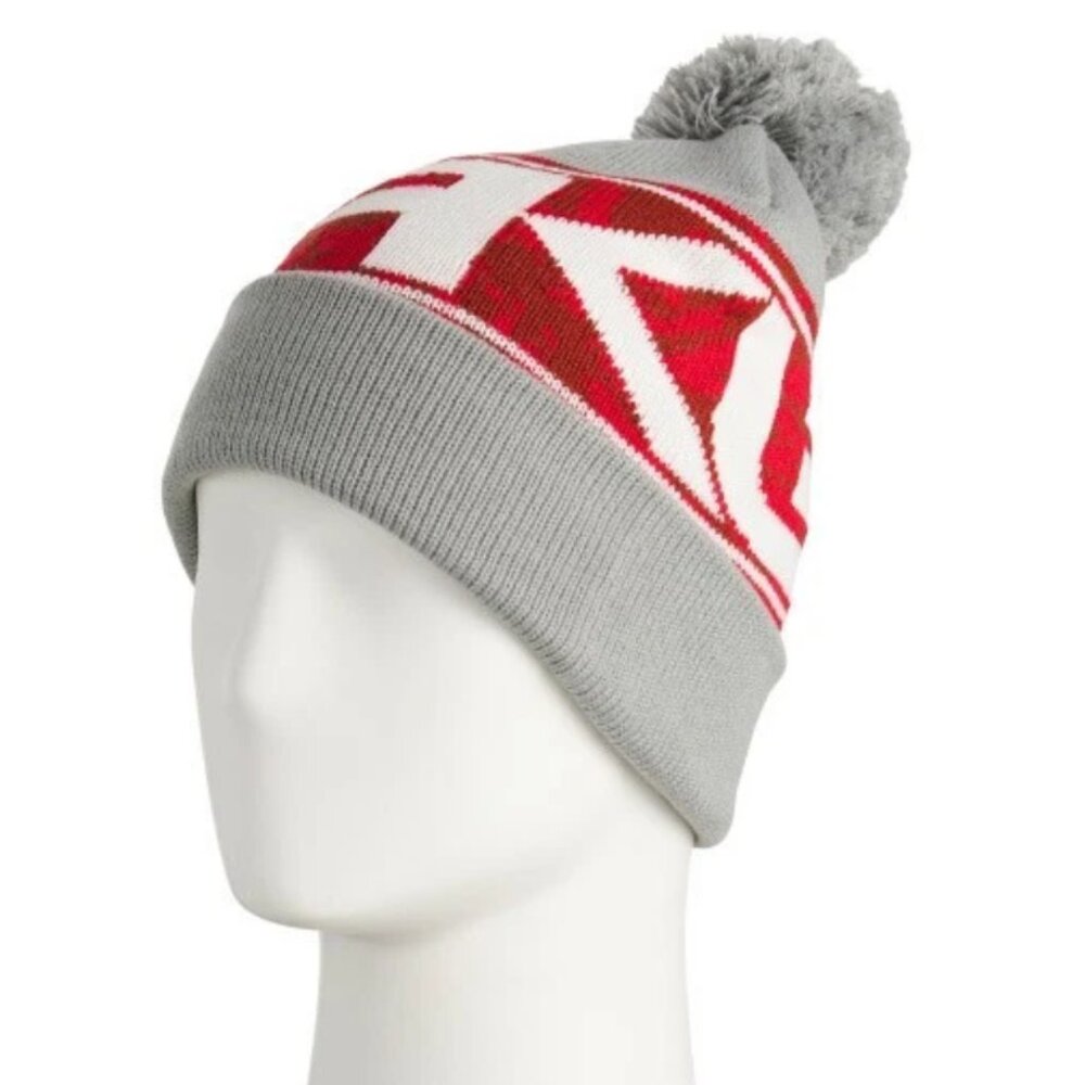Oakley Wanderlust Pom Pom Beanie Adult Snowboarding Skiing Tubing Gray & Red